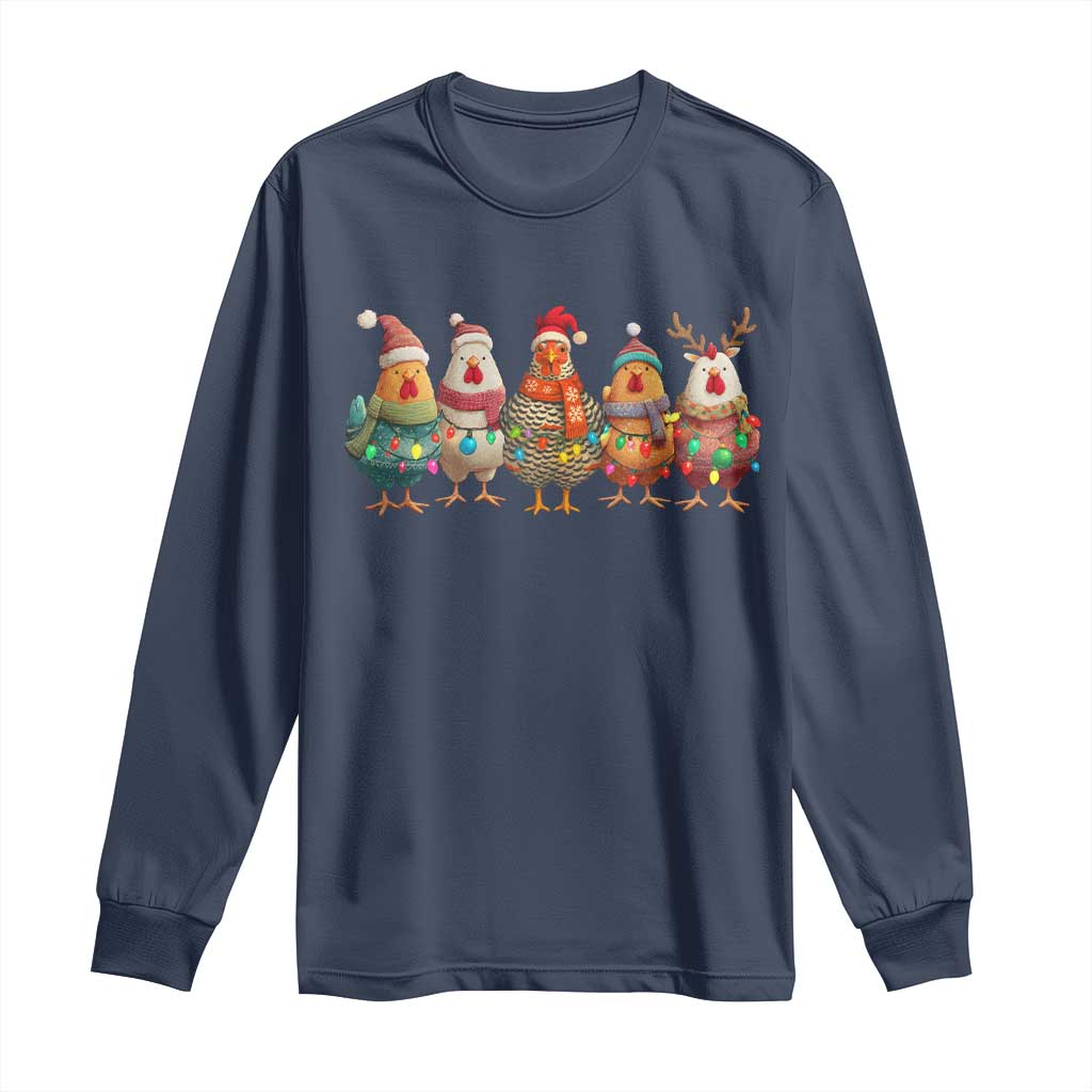 Funny Christmas Chicken Long Sleeve Shirt Funny Xmas Chickens Animals Farm Lover Gift - Wonder Print Shop