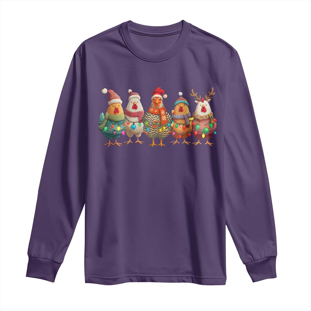 Funny Christmas Chicken Long Sleeve Shirt Funny Xmas Chickens Animals Farm Lover Gift - Wonder Print Shop