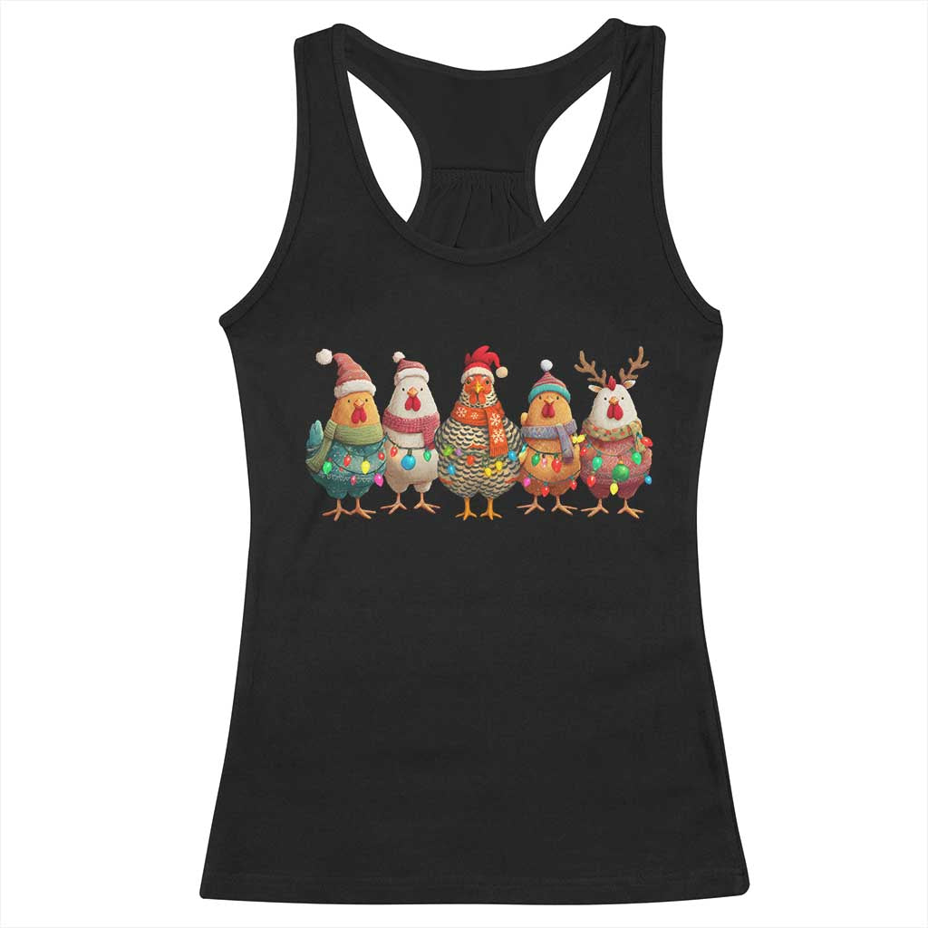 Funny Christmas Chicken Racerback Tank Top Funny Xmas Chickens Animals Farm Lover Gift - Wonder Print Shop