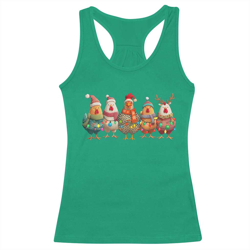 Funny Christmas Chicken Racerback Tank Top Funny Xmas Chickens Animals Farm Lover Gift - Wonder Print Shop