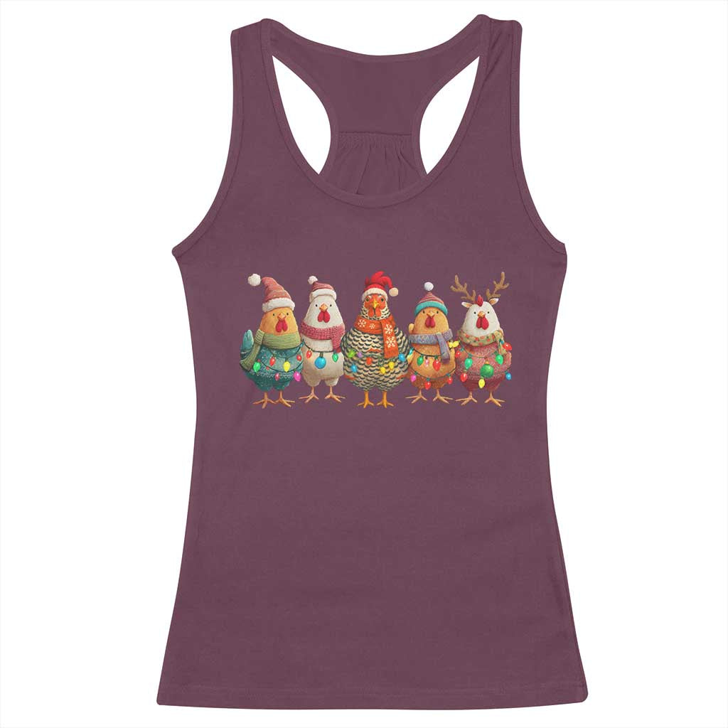 Funny Christmas Chicken Racerback Tank Top Funny Xmas Chickens Animals Farm Lover Gift - Wonder Print Shop