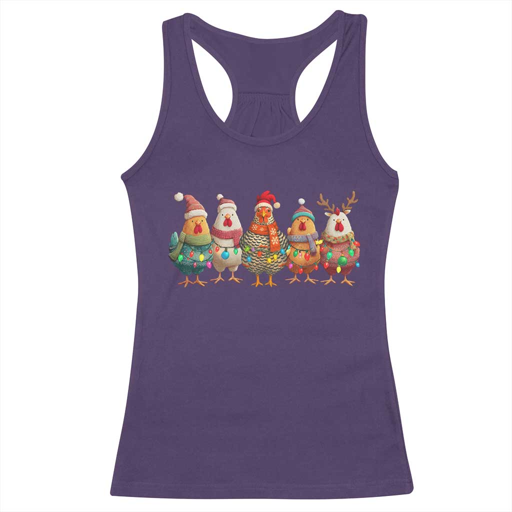 Funny Christmas Chicken Racerback Tank Top Funny Xmas Chickens Animals Farm Lover Gift - Wonder Print Shop