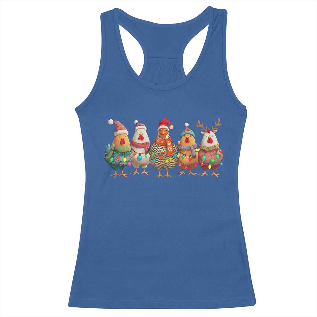 Funny Christmas Chicken Racerback Tank Top Funny Xmas Chickens Animals Farm Lover Gift - Wonder Print Shop