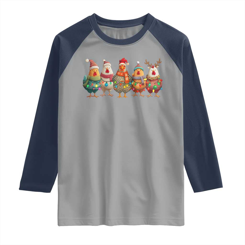 Funny Christmas Chicken Raglan Shirt Funny Xmas Chickens Animals Farm Lover Gift - Wonder Print Shop