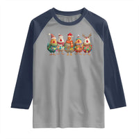 Funny Christmas Chicken Raglan Shirt Funny Xmas Chickens Animals Farm Lover Gift - Wonder Print Shop