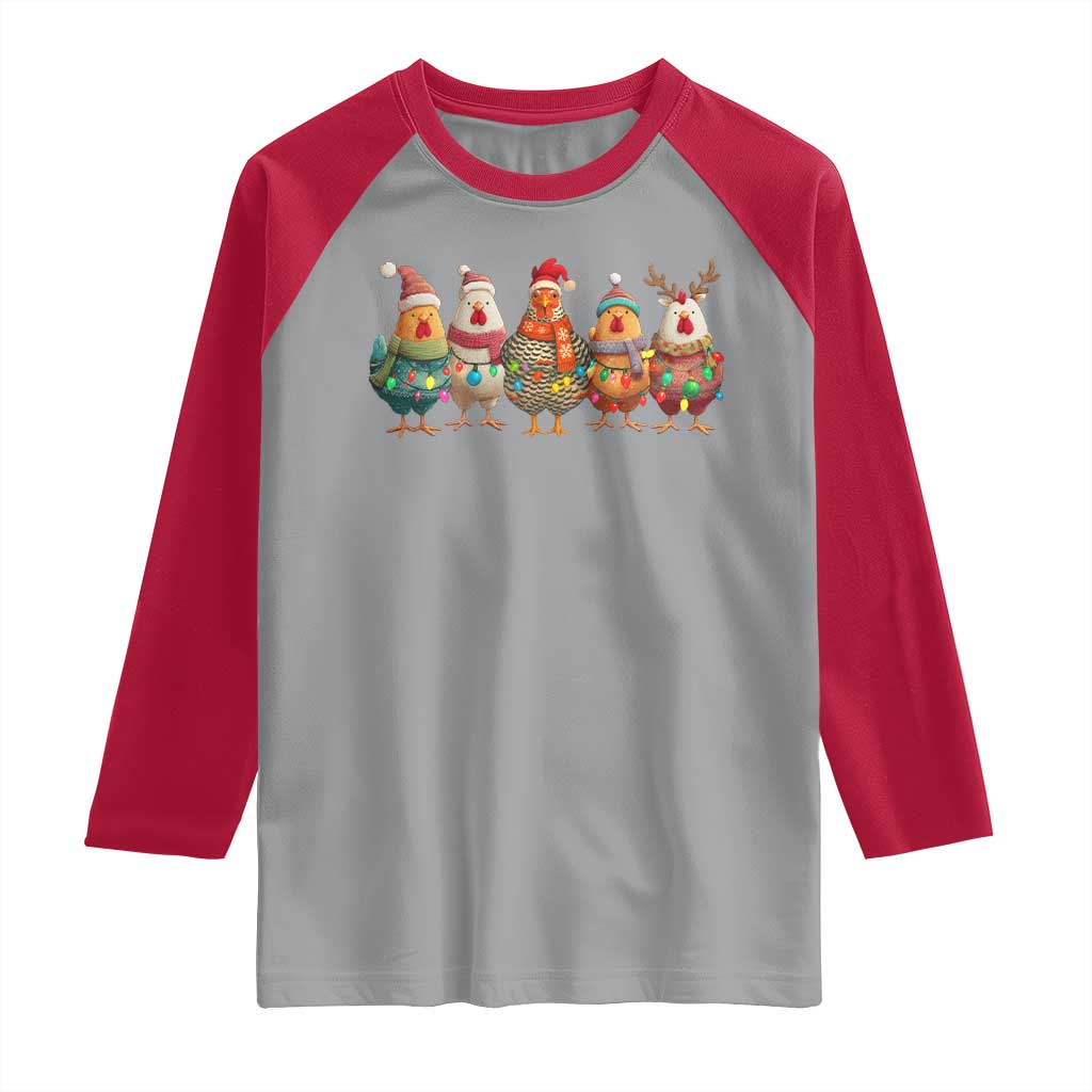 Funny Christmas Chicken Raglan Shirt Funny Xmas Chickens Animals Farm Lover Gift - Wonder Print Shop
