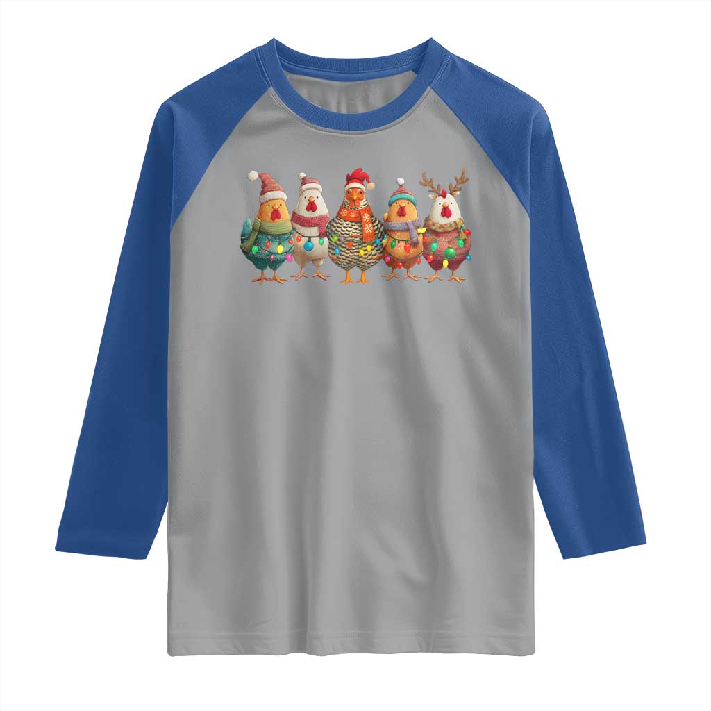 Funny Christmas Chicken Raglan Shirt Funny Xmas Chickens Animals Farm Lover Gift - Wonder Print Shop