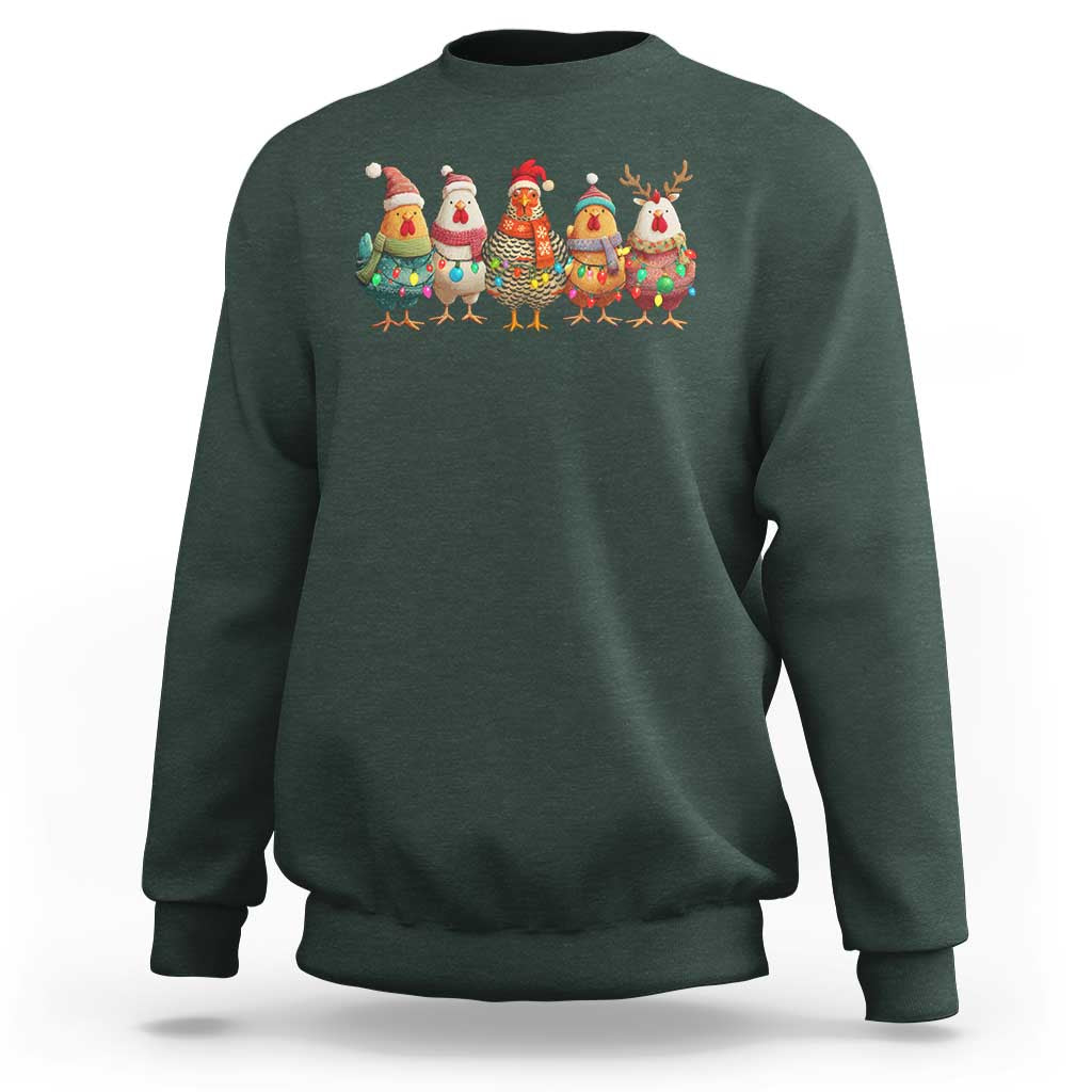 Funny Christmas Chicken Sweatshirt Funny Xmas Chickens Animals Farm Lover Gift - Wonder Print Shop
