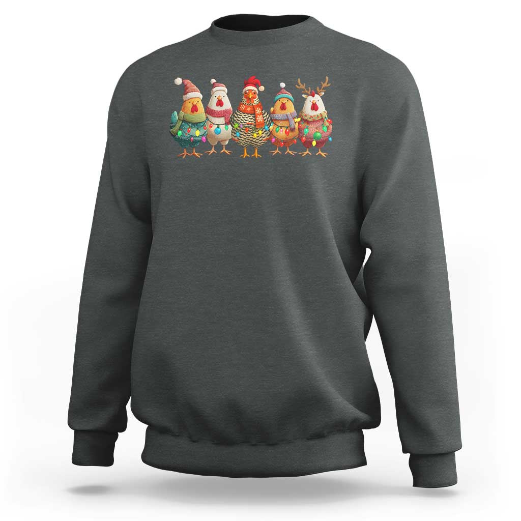 Funny Christmas Chicken Sweatshirt Funny Xmas Chickens Animals Farm Lover Gift - Wonder Print Shop