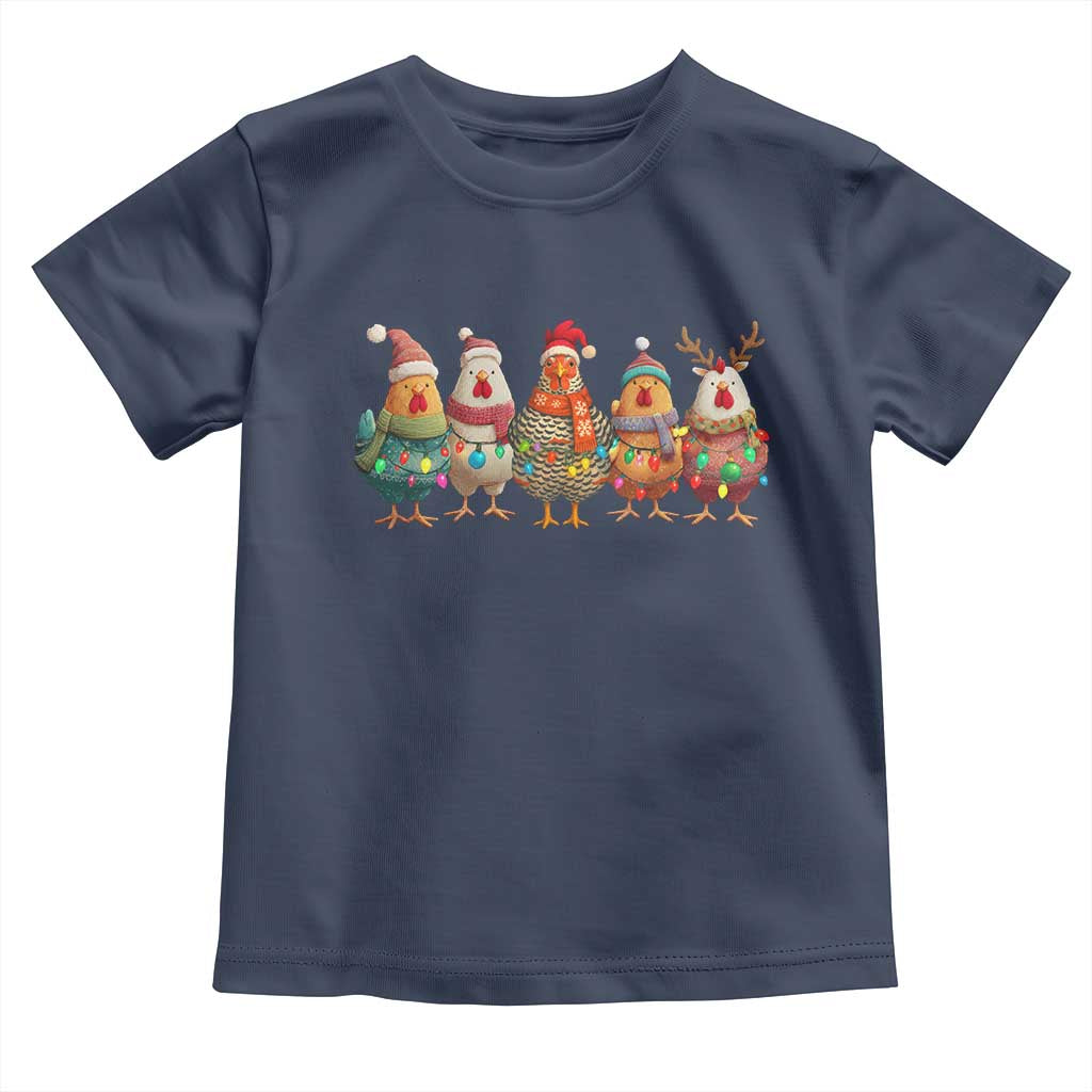Funny Christmas Chicken Toddler T Shirt Funny Xmas Chickens Animals Farm Lover Gift - Wonder Print Shop
