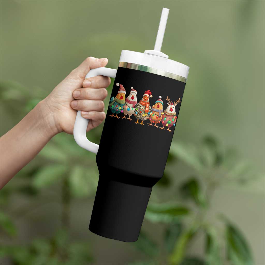 Funny Christmas Chicken Tumbler With Handle Funny Xmas Chickens Animals Farm Lover Gift - Wonder Print Shop