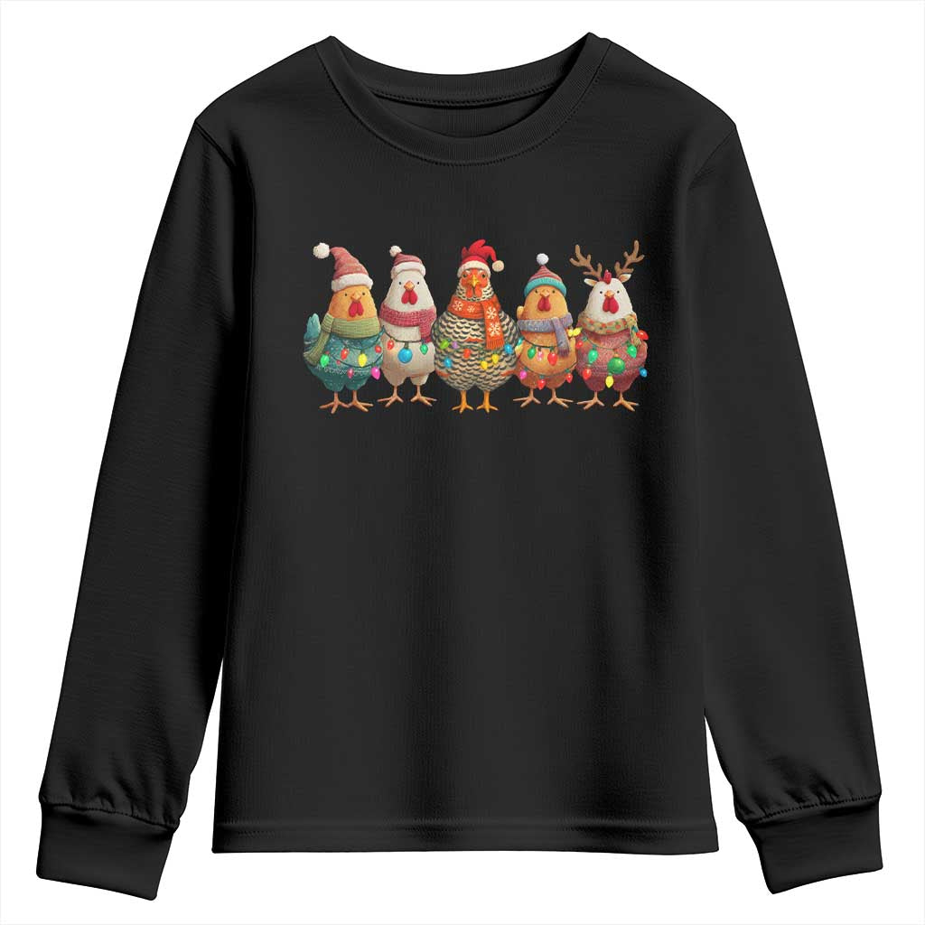 Funny Christmas Chicken Youth Sweatshirt Funny Xmas Chickens Animals Farm Lover Gift - Wonder Print Shop