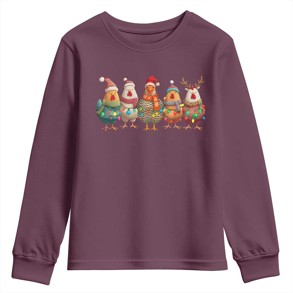 Funny Christmas Chicken Youth Sweatshirt Funny Xmas Chickens Animals Farm Lover Gift - Wonder Print Shop