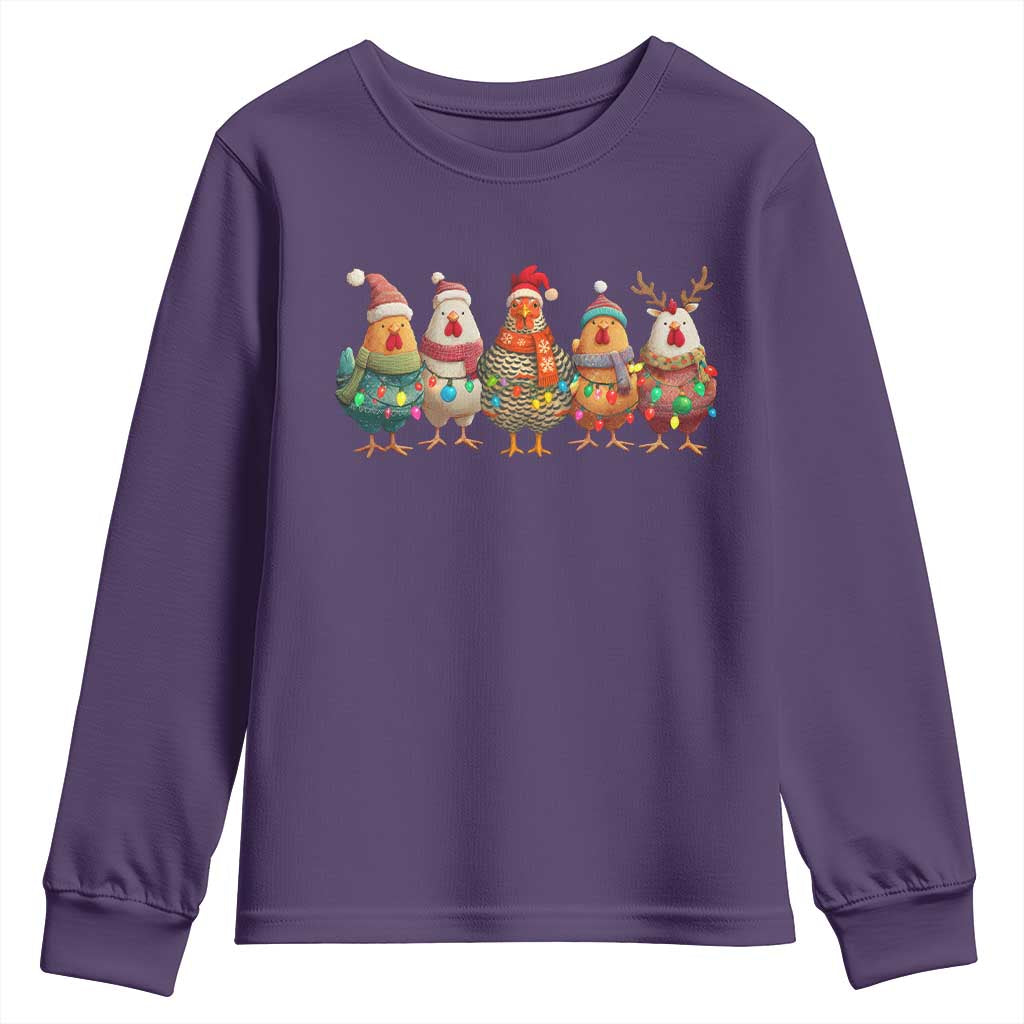 Funny Christmas Chicken Youth Sweatshirt Funny Xmas Chickens Animals Farm Lover Gift - Wonder Print Shop