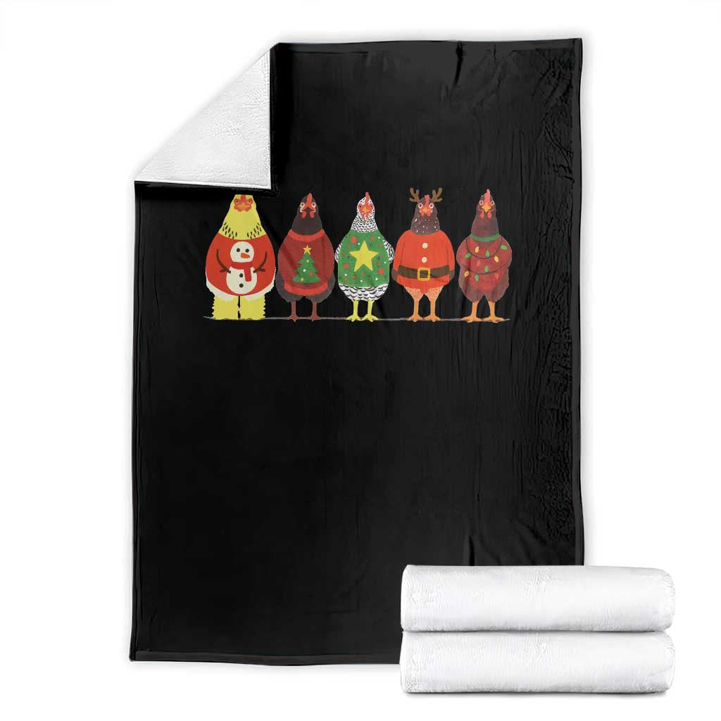 Сute Christmas Chickens Throw Blanket Funny Xmas Chickens Farm Animals Lover Gift - Wonder Print Shop