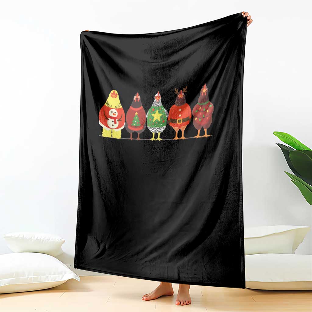 Сute Christmas Chickens Throw Blanket Funny Xmas Chickens Farm Animals Lover Gift - Wonder Print Shop