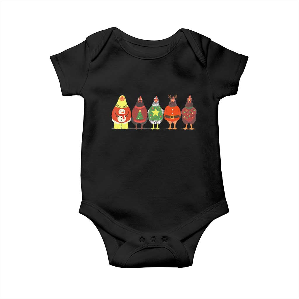 Сute Christmas Chickens Baby Onesie Funny Xmas Chickens Farm Animals Lover Gift - Wonder Print Shop