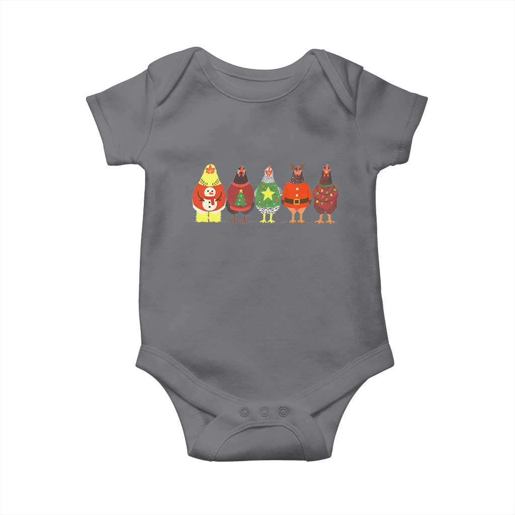 Сute Christmas Chickens Baby Onesie Funny Xmas Chickens Farm Animals Lover Gift - Wonder Print Shop