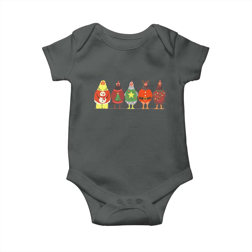 Сute Christmas Chickens Baby Onesie Funny Xmas Chickens Farm Animals Lover Gift - Wonder Print Shop