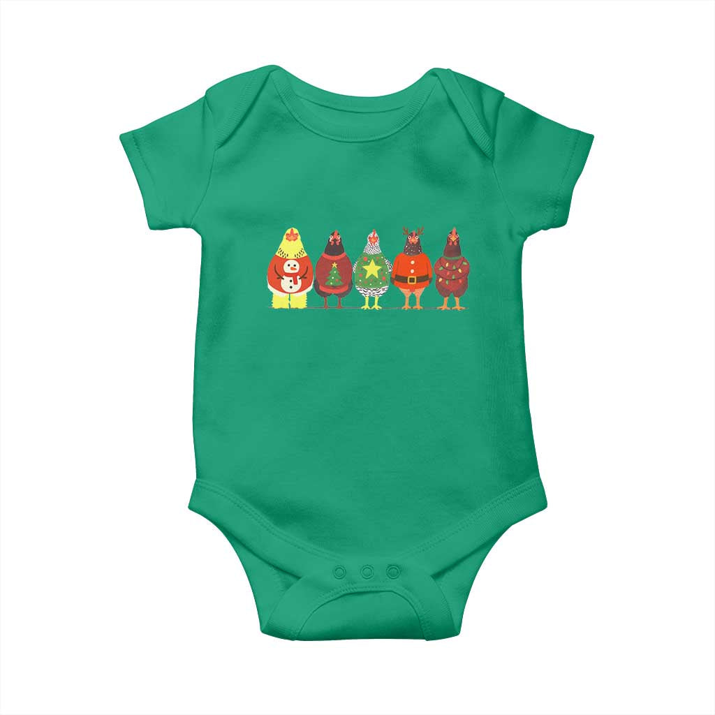 Сute Christmas Chickens Baby Onesie Funny Xmas Chickens Farm Animals Lover Gift - Wonder Print Shop