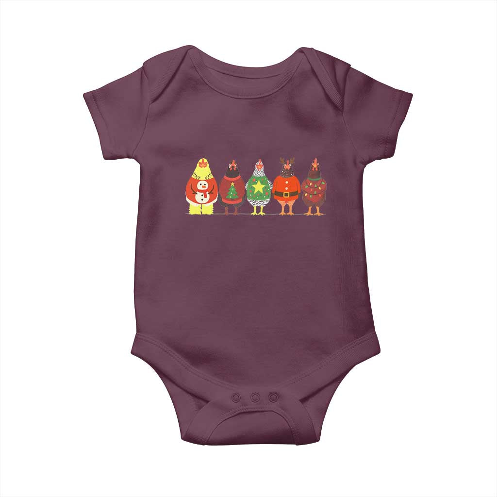 Сute Christmas Chickens Baby Onesie Funny Xmas Chickens Farm Animals Lover Gift - Wonder Print Shop