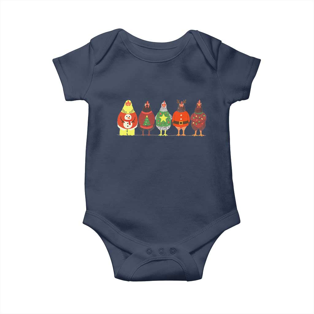 Сute Christmas Chickens Baby Onesie Funny Xmas Chickens Farm Animals Lover Gift - Wonder Print Shop