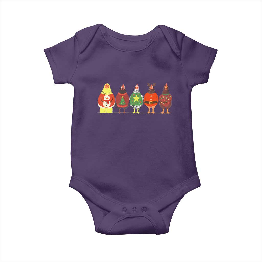 Сute Christmas Chickens Baby Onesie Funny Xmas Chickens Farm Animals Lover Gift - Wonder Print Shop
