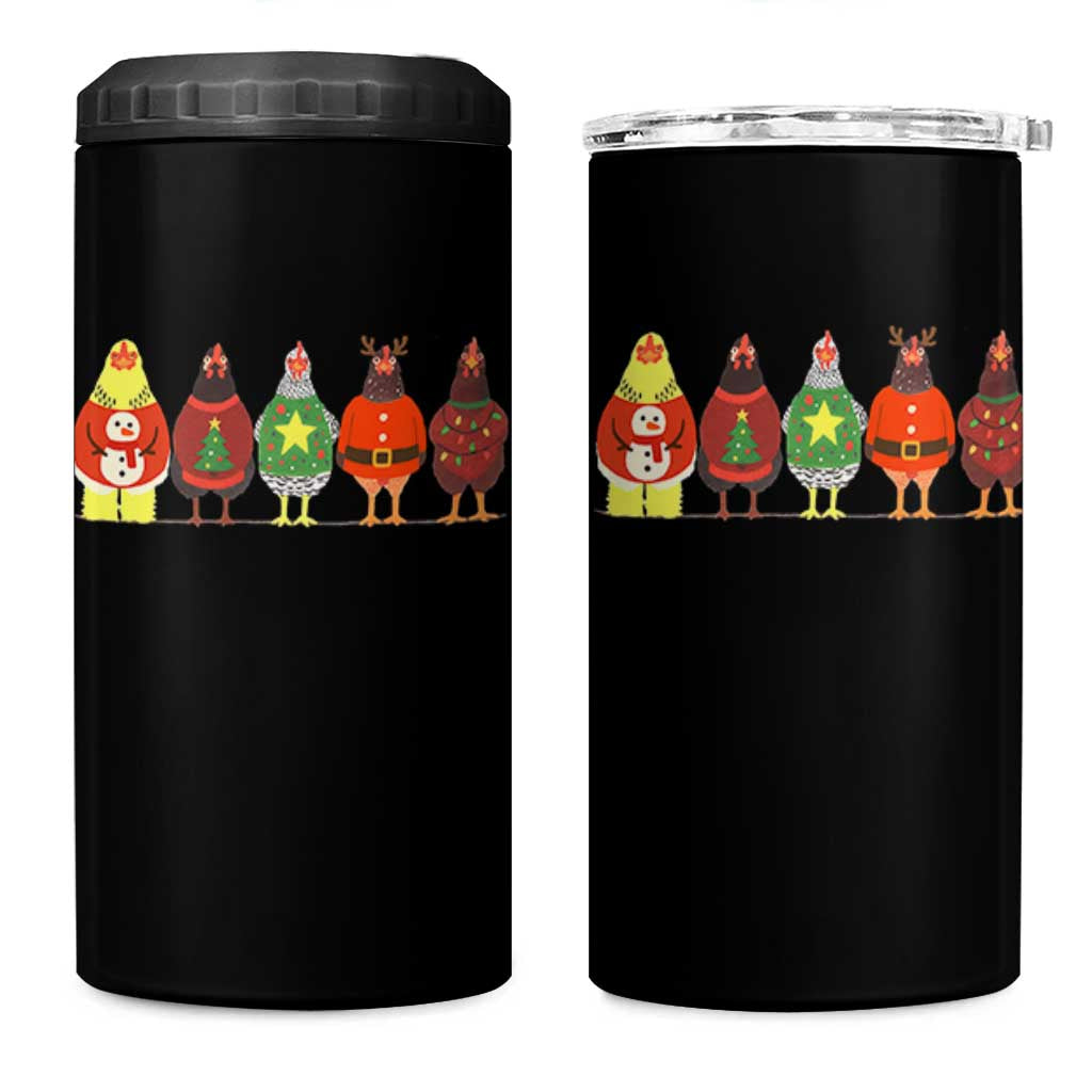 Сute Christmas Chickens 4 in 1 Can Cooler Tumbler Funny Xmas Chickens Farm Animals Lover Gift - Wonder Print Shop
