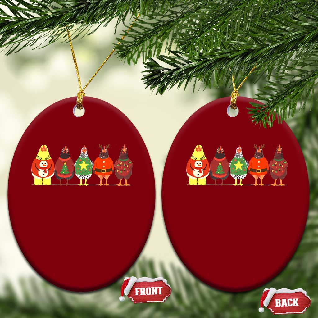 Сute Christmas Chickens Ceramic Ornament Funny Xmas Chickens Farm Animals Lover Gift - Wonder Print Shop