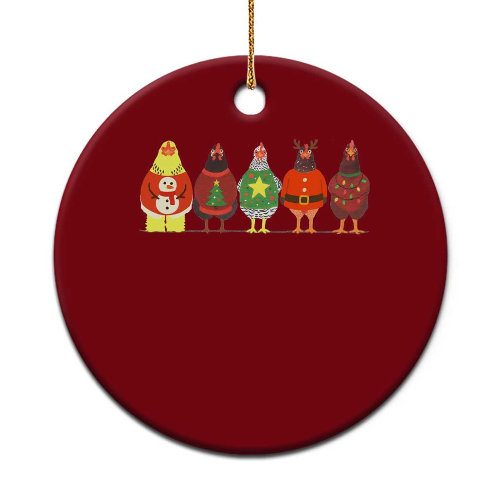 Сute Christmas Chickens Ceramic Ornament Funny Xmas Chickens Farm Animals Lover Gift - Wonder Print Shop