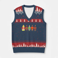 Сute Xmas Chickens V-Neck Knit Sweater Vest Funny Xmas Chickens Farm Animals Lover Gift - Wonder Print Shop