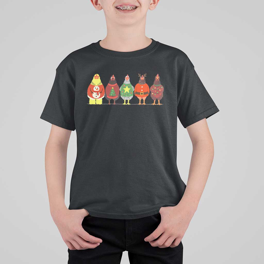 Сute Christmas Chickens T Shirt For Kid Funny Xmas Chickens Farm Animals Lover Gift - Wonder Print Shop