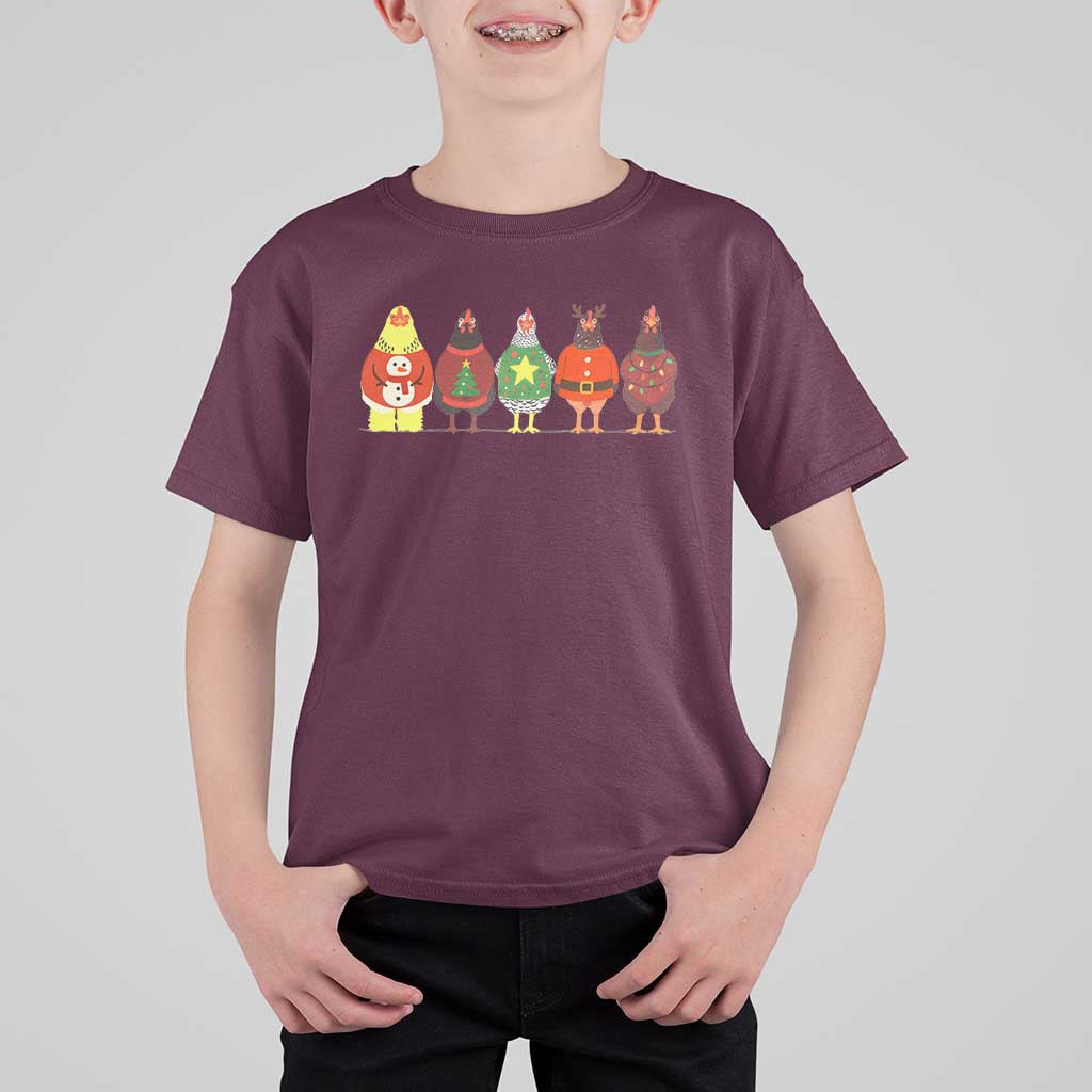Сute Christmas Chickens T Shirt For Kid Funny Xmas Chickens Farm Animals Lover Gift - Wonder Print Shop
