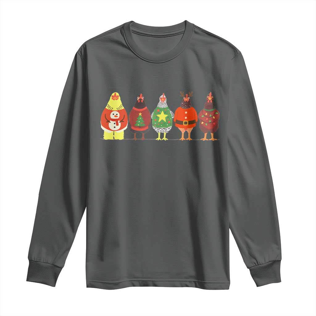 Сute Christmas Chickens Long Sleeve Shirt Funny Xmas Chickens Farm Animals Lover Gift - Wonder Print Shop