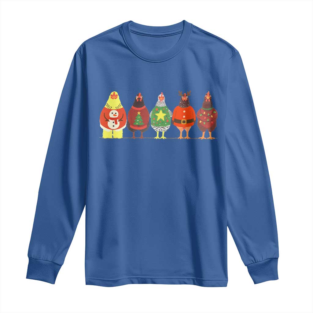 Сute Christmas Chickens Long Sleeve Shirt Funny Xmas Chickens Farm Animals Lover Gift - Wonder Print Shop