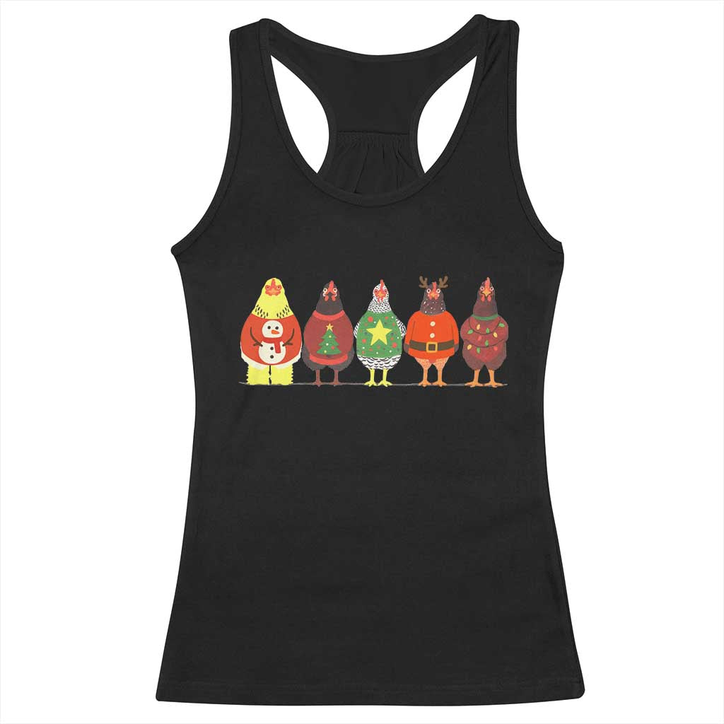 Сute Christmas Chickens Racerback Tank Top Funny Xmas Chickens Farm Animals Lover Gift - Wonder Print Shop