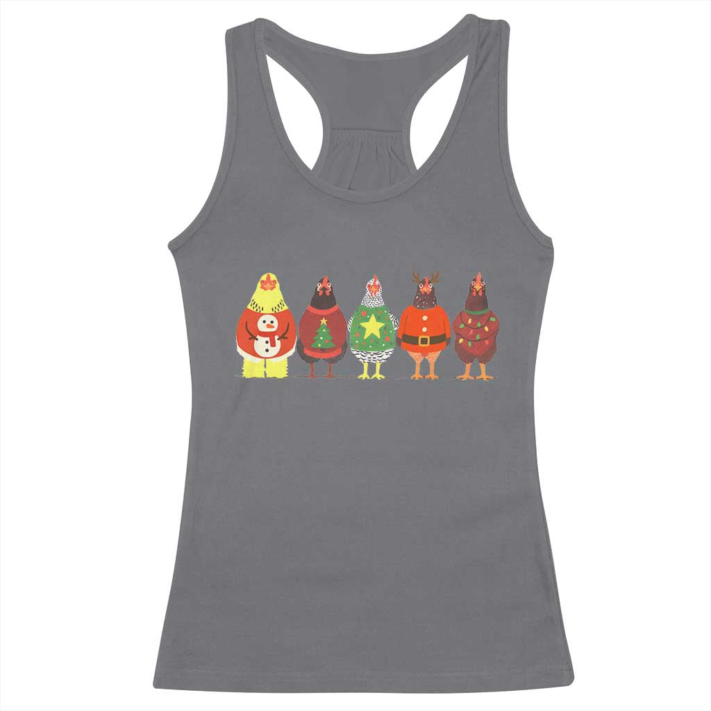 Сute Christmas Chickens Racerback Tank Top Funny Xmas Chickens Farm Animals Lover Gift - Wonder Print Shop