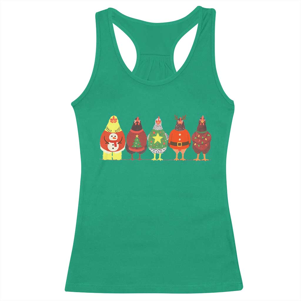 Сute Christmas Chickens Racerback Tank Top Funny Xmas Chickens Farm Animals Lover Gift - Wonder Print Shop