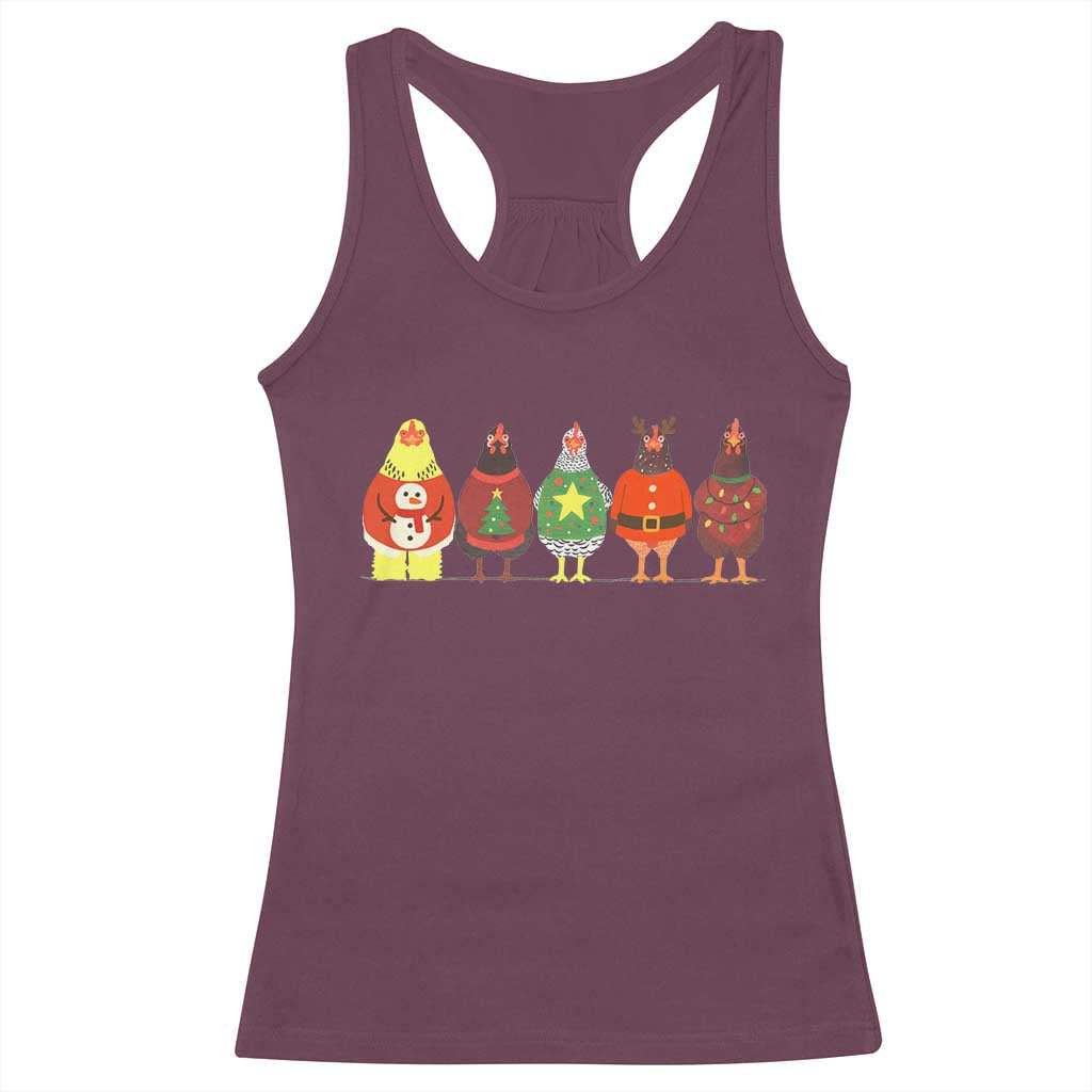 Сute Christmas Chickens Racerback Tank Top Funny Xmas Chickens Farm Animals Lover Gift - Wonder Print Shop