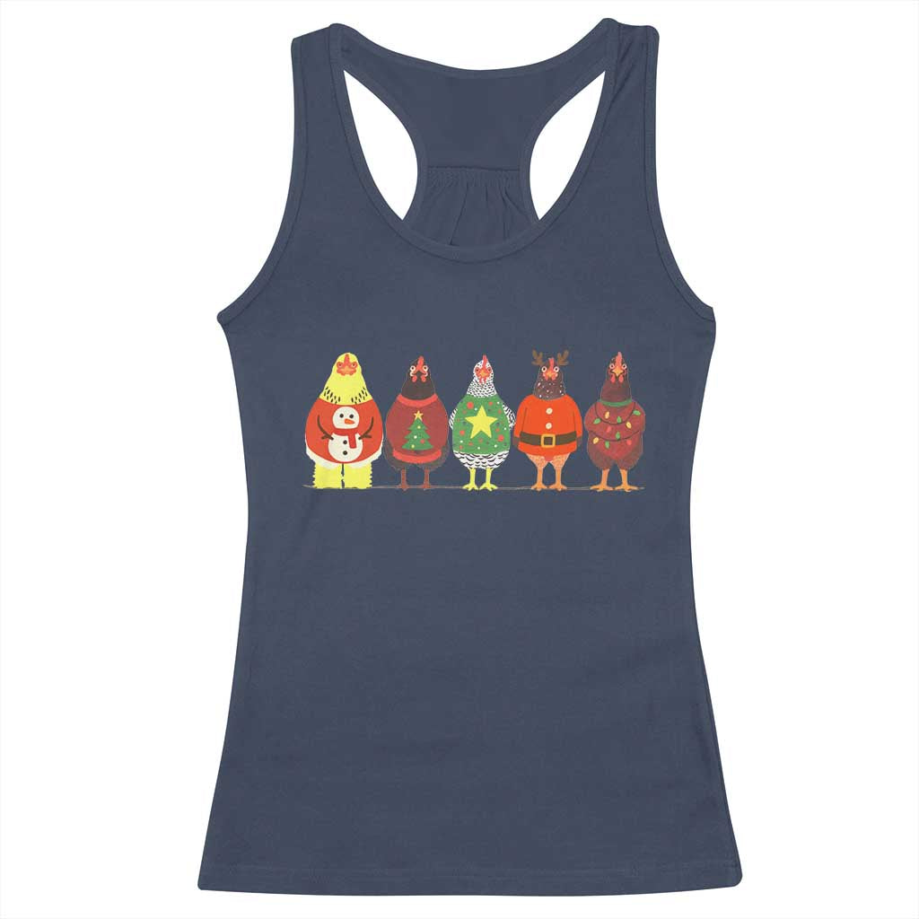Сute Christmas Chickens Racerback Tank Top Funny Xmas Chickens Farm Animals Lover Gift - Wonder Print Shop