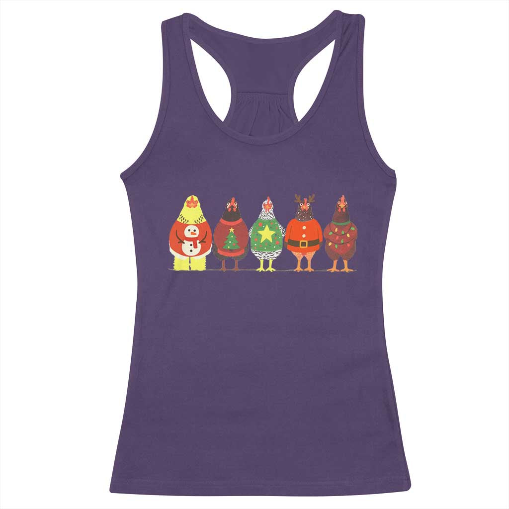 Сute Christmas Chickens Racerback Tank Top Funny Xmas Chickens Farm Animals Lover Gift - Wonder Print Shop