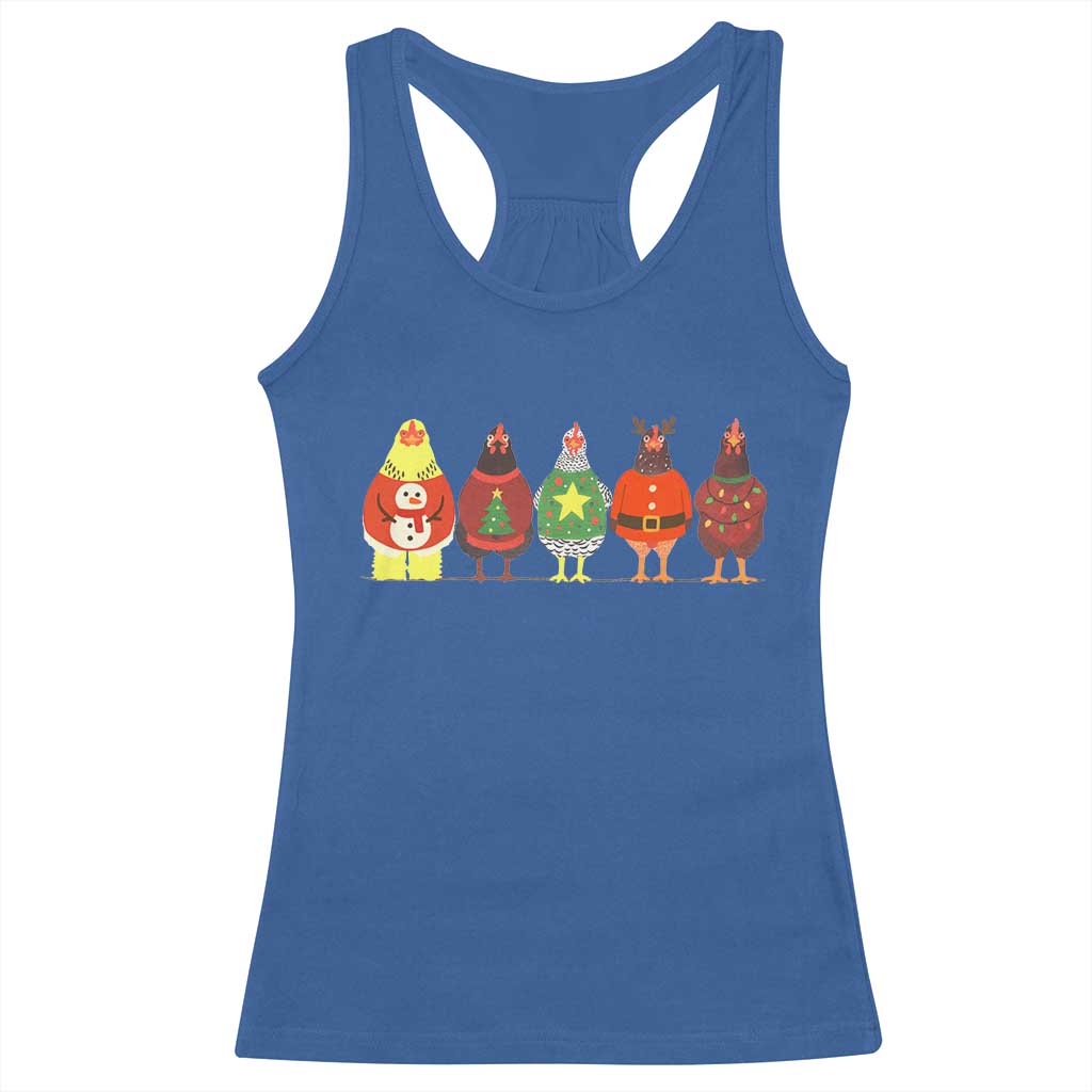Сute Christmas Chickens Racerback Tank Top Funny Xmas Chickens Farm Animals Lover Gift - Wonder Print Shop