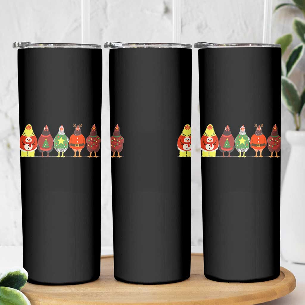 Сute Christmas Chickens Skinny Tumbler Funny Xmas Chickens Farm Animals Lover Gift - Wonder Print Shop