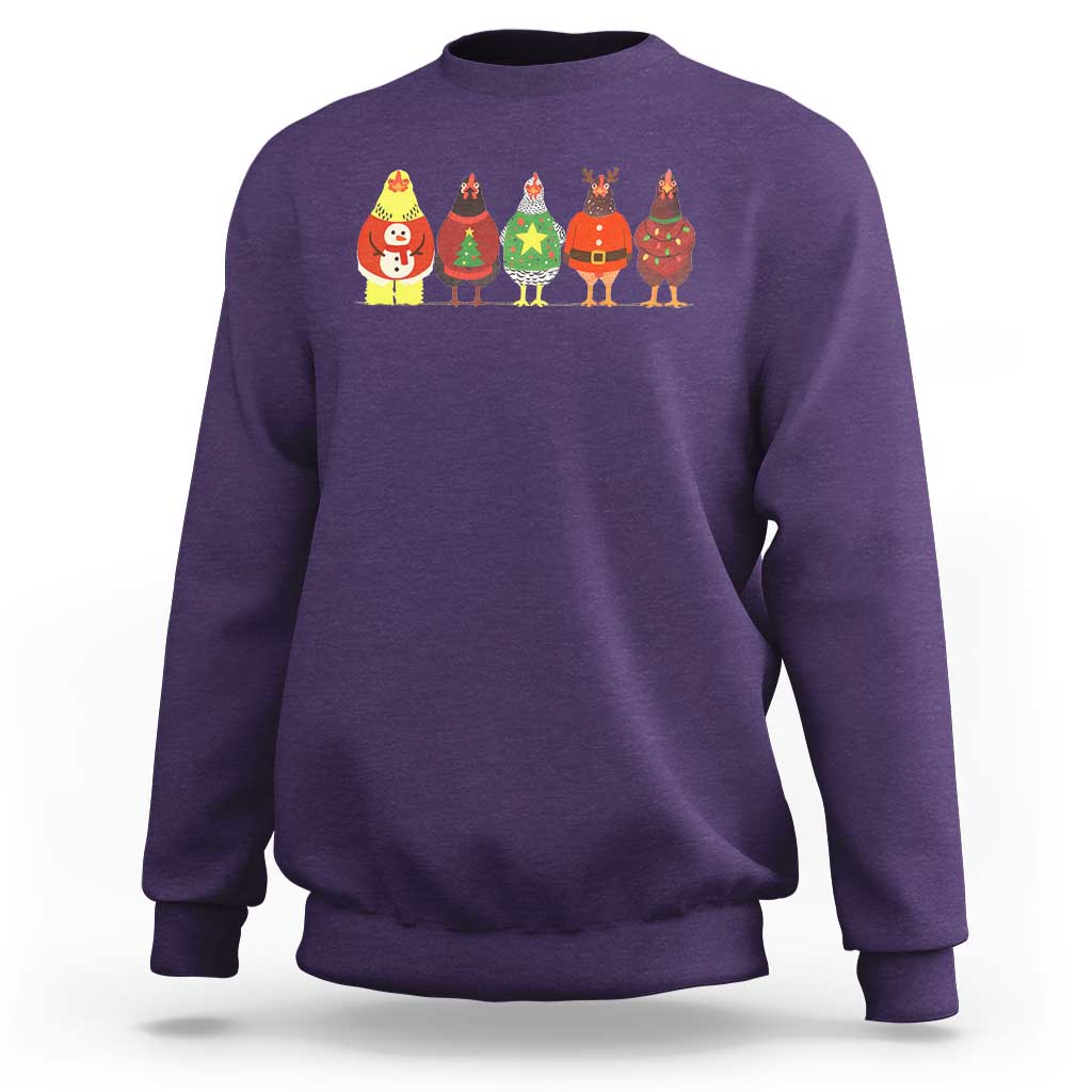 Сute Christmas Chickens Sweatshirt Funny Xmas Chickens Farm Animals Lover Gift - Wonder Print Shop