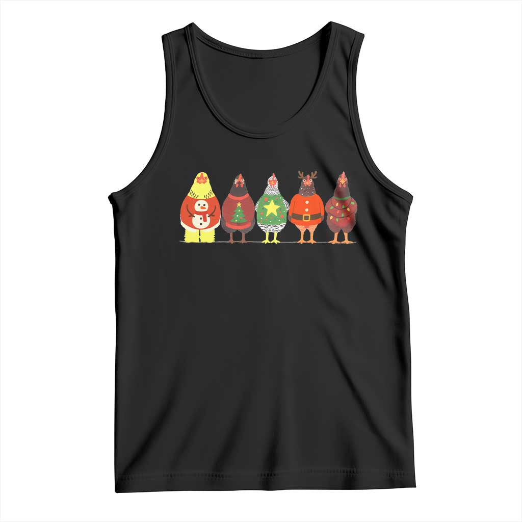 Сute Christmas Chickens Tank Top Funny Xmas Chickens Farm Animals Lover Gift - Wonder Print Shop