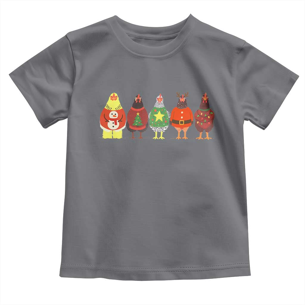 Сute Christmas Chickens Toddler T Shirt Funny Xmas Chickens Farm Animals Lover Gift - Wonder Print Shop