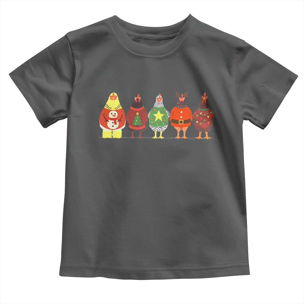 Сute Christmas Chickens Toddler T Shirt Funny Xmas Chickens Farm Animals Lover Gift - Wonder Print Shop