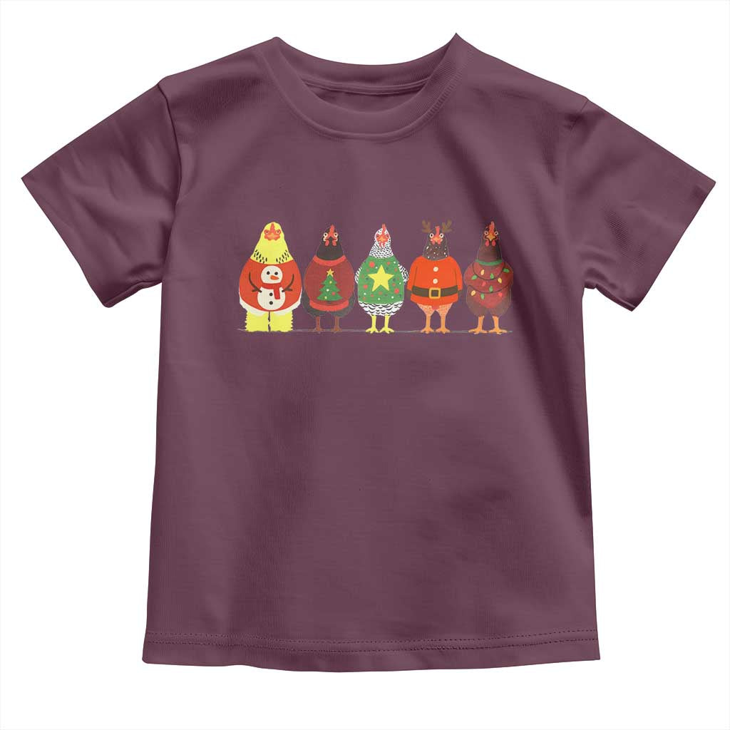 Сute Christmas Chickens Toddler T Shirt Funny Xmas Chickens Farm Animals Lover Gift - Wonder Print Shop