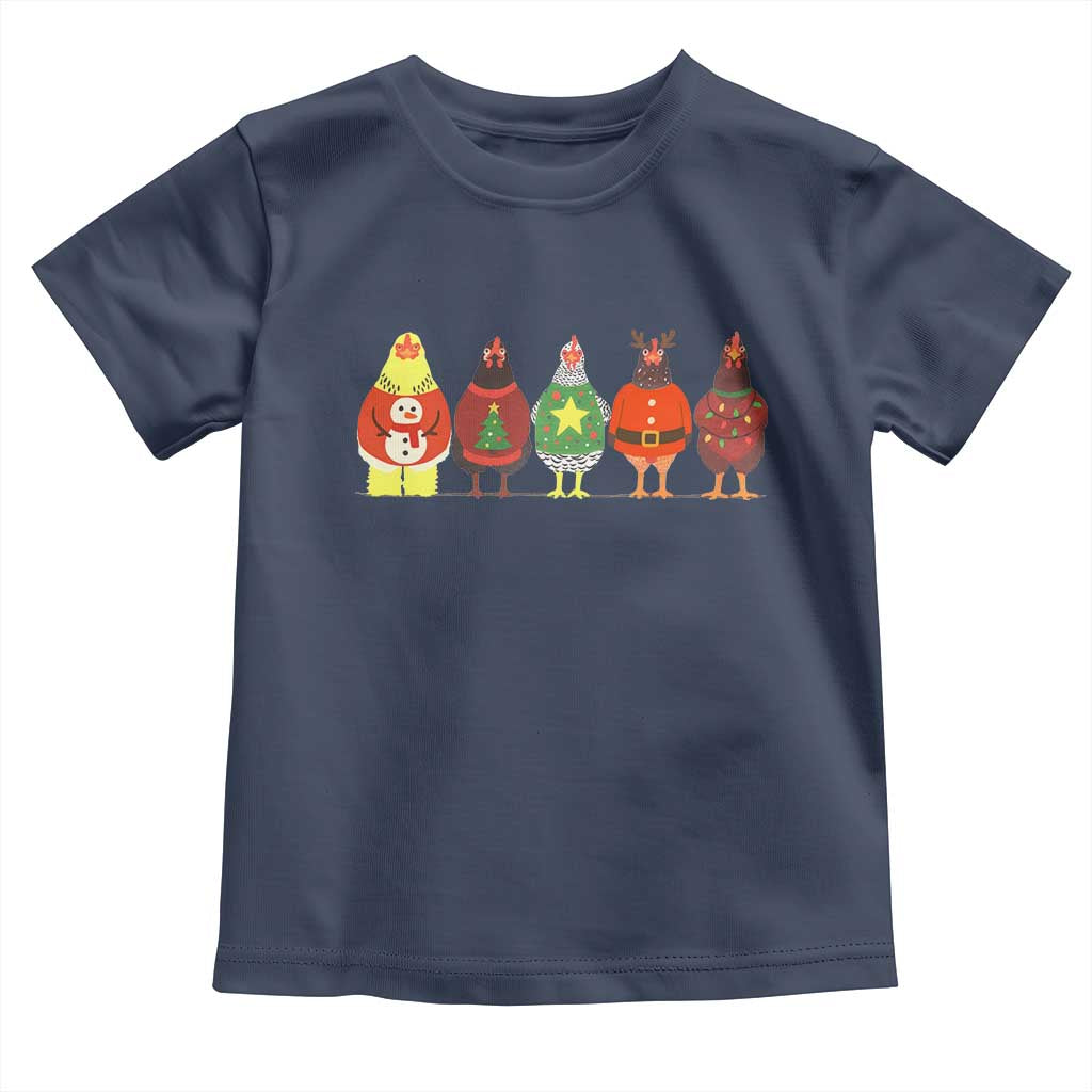 Сute Christmas Chickens Toddler T Shirt Funny Xmas Chickens Farm Animals Lover Gift - Wonder Print Shop