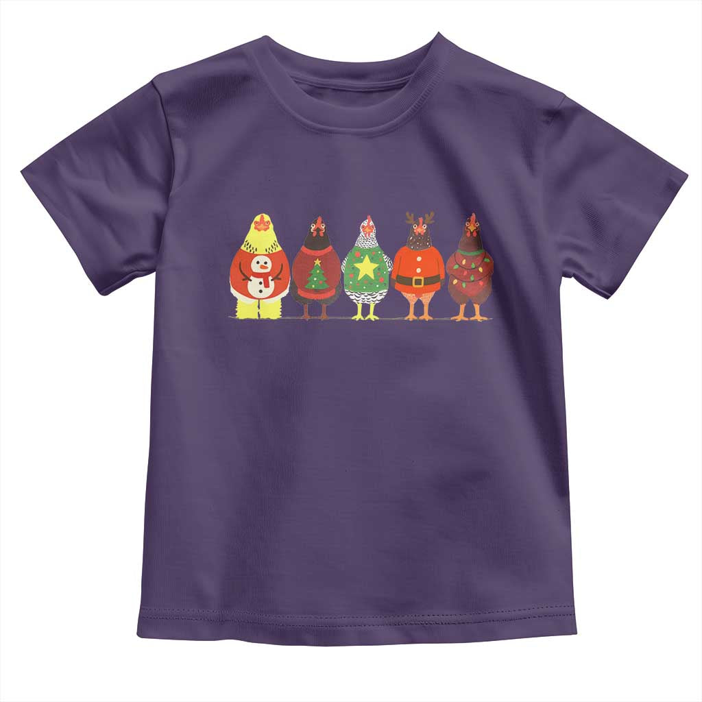 Сute Christmas Chickens Toddler T Shirt Funny Xmas Chickens Farm Animals Lover Gift - Wonder Print Shop